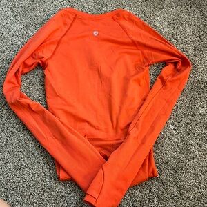 Red Lululemon swiftly tech long sleeve